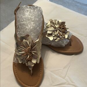 Gold, leather sandals